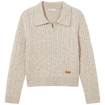 Hot wind 2025 autumn women's floral cable knit sweater