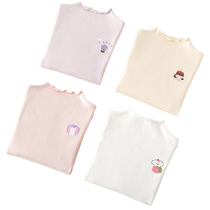 Girls bottoming shirt spring and autumn new pure cotton childrens long-sleeved T-shirt baby sweet round neck fungus edge inner top