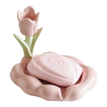 Yonzi home flower tulip ceramic soap box drain household soap box punch-free high-end bathroom