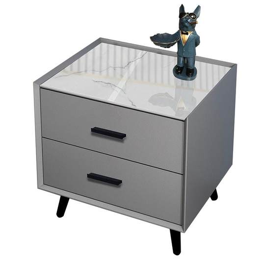 Halbstufiger, leichter, luxuriöser Nachttisch aus massivem Schieferholz