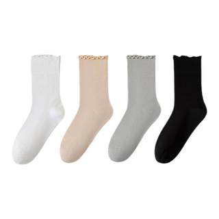 Candy color fungus edge boneless socks for women mid-calf socks