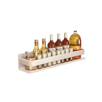 White kitchen rack wall-mounted wall-mounted punch-free condiment jar storage rack household stainless steel condiment rack