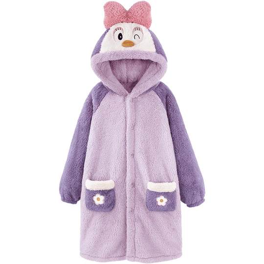 儿童睡袍女童浴袍睡衣珊瑚绒秋冬加绒加厚法兰绒家居服长款男大童