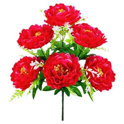 Peony Artificial Flowers 6 Heads Auspicious and Prosperous Peonies Living Room Decorative Flowers Indoor and Outdoor Flower Arrangement High-End Home Furnishings Flowers