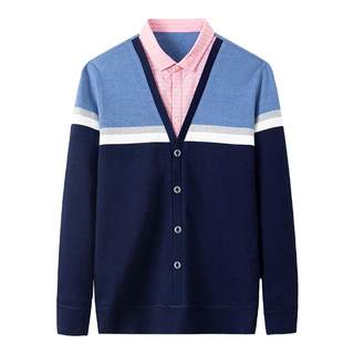 外贸品牌出口一线大牌撤标时尚潮流薄绒假两件针织衫休闲内搭