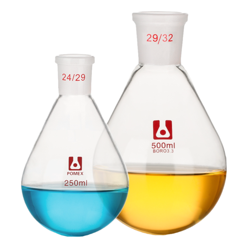 Pomex 【POMEX定制】茄形瓶茄形烧瓶单口圆底梨形瓶茄型烧瓶旋蒸瓶100/250/500/1000/2000/3000ml旋转蒸发仪反应瓶