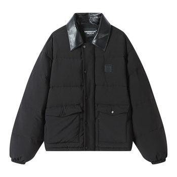 Dangerouspeople Joker Xue Dsp Trendy Brand Patchwork Pu Lapel down Jacket Winter 90% down Warm Coat