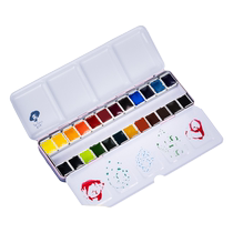 Rubens solid watercolor paint set for beginners pearlescent master-level color pigments art tin box pigments 24 colors solid watercolors 12 colors portable block watercolor paints