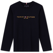 Tommy 24 new spring and autumn childrens clothing mens simple letter embroidery round neck bottoming shirt long-sleeved T-shirt TH2412015