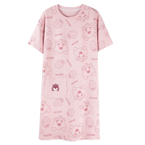 With Chest Cushion Sleeping Dress Summer Pure Cotton Thin Sleeping Dress Woman Cute Short Sleeve Summer Loose big code Home Residence Suits Extras