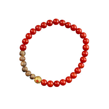 Pretty pure natural red coral bead bracelet
