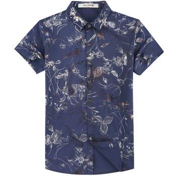 ພໍ່ ice silk shirt men's short-sleeved summer summer middle-aged floral shirt men's casual shirt men's summer father's top