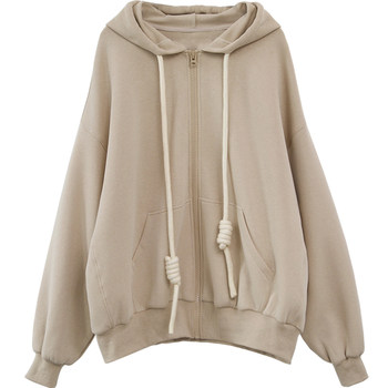 CHICVEN street oversize hooded zipper sweatshirt jacket women's loose casual top 2024 Spring style