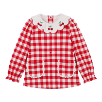 (Xiong Baomian) PawinPaw cartoon bear childrens clothing 25 spring new baby girl lapel long-sleeved T-shirt