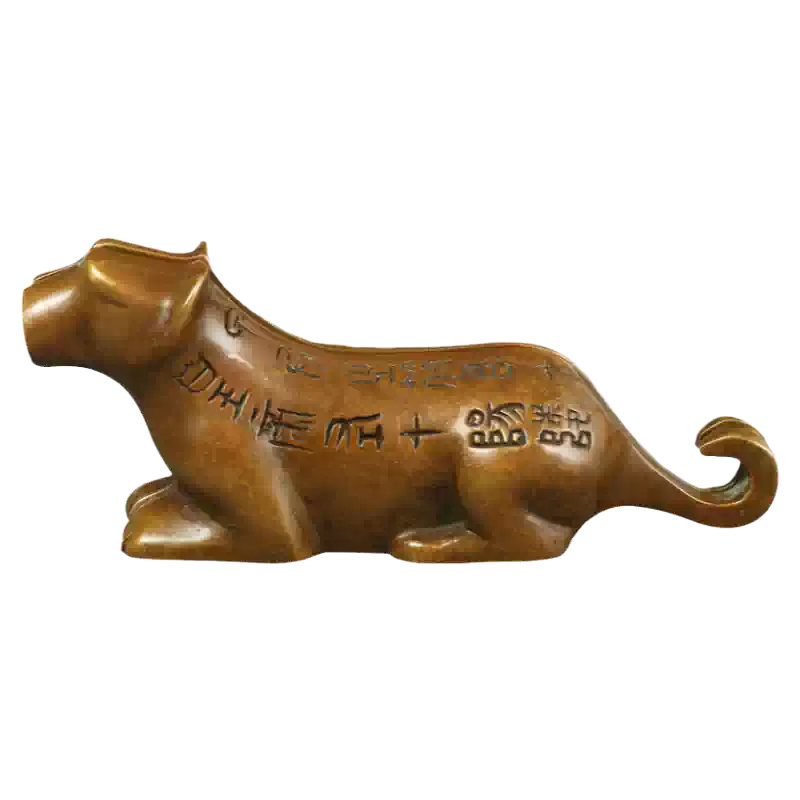 虎符兵符信物仿古青铜镇纸镇尺书法创意紫铜黄铜金属实心铜书房办公桌面