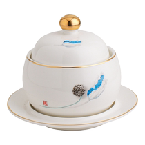 Water-proof small stew pot for one person ceramic Buddha jumping over the wall birds nest dessert bowl stew soup steaming position soup cup with lid