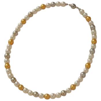 Decorated white gray gold shijia pearl light luxurious necklace for women