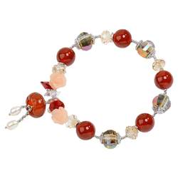 Crystal Cabinet Lantern Flower Natural Red Agate Pearl Crystal Bracelet Female Niche Design Korean Style Simple Personalized Bracelet Gift