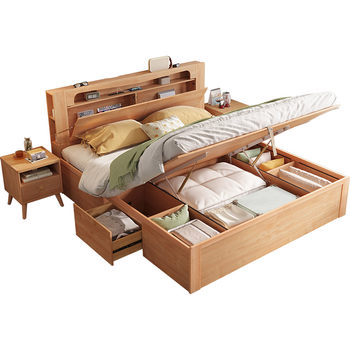 Lin's home red oak solid wood bed
