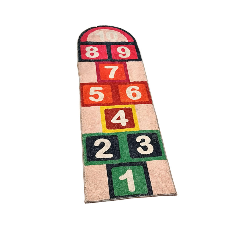 Childlike non-slip digital hopscotch bedside rug