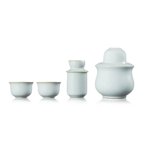 Yaci Ru Kiln yellow wine warmer wine jug hot wine pot ceramic white wine cup Chinese household wine set