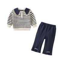 Girls sweatshirt suit autumn 2024 new style childrens fashionable baby clothes baby two-piece set spring and autumn trend