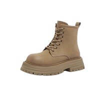 Camel Outdoor Shoes Womens Shoes 2024 Spring and Autumn New Thick-soled Genuine Leather Martin Boots Womens Velvet Short Boots Heightened White Boots