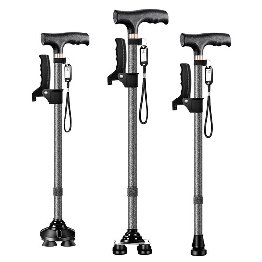 Telescopic, lightweight, multifunctional light-resistant anti-slip elderly crutches