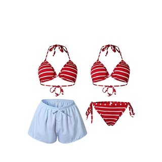 Maillot de bain bikini à rayures rouges, nouvelle collection 2025