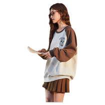 Tangshi 2024 early autumn new round neck sweatshirt for women college style embroidered contrasting raglan sleeve sweatshirt jacket versatile