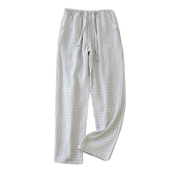 Pure cotton gauze pajamas trousers ຂອງແມ່ຍິງ summer ບາງວ່າງ plaid pants ເຮືອນ double layer gauze ຝ້າຍພາກຮຽນ spring ແລະດູໃບໄມ້ລົ່ນສາມາດ worn ນອກ