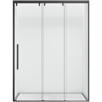 Extremely narrow buffer triple linkage shower room One-type small household type dry and wet separation glass partition push-and-pull door bath