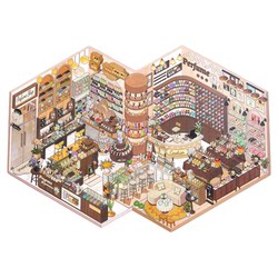 Xinmo Simulated Store Management 4.0 Stress Relief Code Series Fragrance Study Club Scenery Stickers Miniature Scene 3D Three-Dimensional House Toy Journal Handmade DIY Stress Relief Collage Art