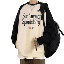 American style raglan sleeve sweater for men in autumn and winter 2023 new loose and lazy style inner knitted shirt for boys