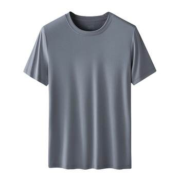 ເສື້ອຍືດແຂນສັ້ນຂອງຜູ້ຊາຍ modal ໃນຊ່ວງລຶະເບິ່ງຮ້ອນເຄິ່ງແຂນກະທັດຮັດຄໍສີເຂັ້ມ ສີດໍາ breathable bottoming ເສື້ອທີເຊີດເທິງ