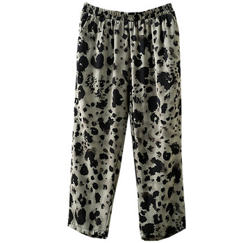 Summer Thin Extra Large Size 220 Jin Retro Style Leopard Print Elastic High Waisted Loose Slim Casual Nine-Point Pants for Women