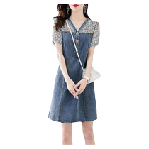 Cowboy dress lady dress summer 2024 new style small style short sleeve short - sleeve long skirt
