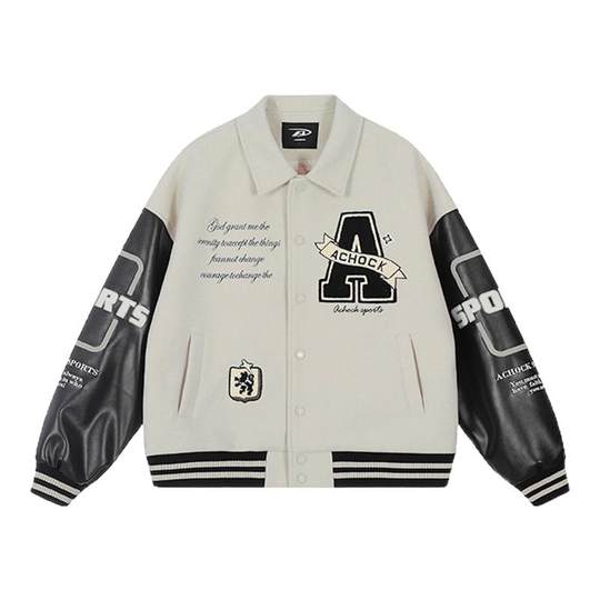 Lapel embroidered baseball uniform jacket spring new retro couple stand collar jacket trend