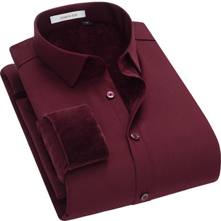 Luo Meng shirt burgundy zodiac year warm shirt for men