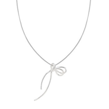 Suzyacc kr light luxury niche sterling silver casual line bow necklace women's simple design clavicle chain
