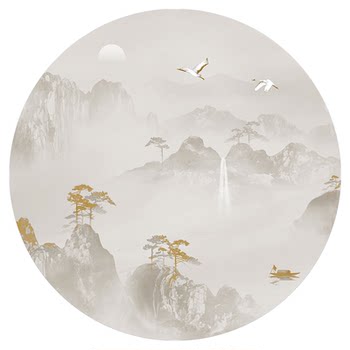 Shanshui song style simple leather round table turntable Shanshui song style simple leather round table turntable