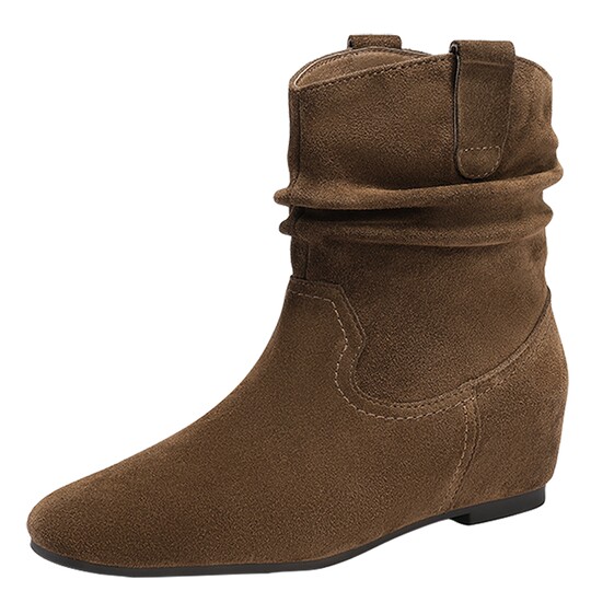 Senda cowhide western pile boots inner heightening short boots