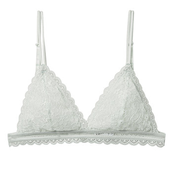 Forlé Girl French underwear ແມ່ຍິງໄຮ້ສາຍບາງໆ Sexy Lace Triangle Cup Spaghetti Shoulder Small Breast Bra Set