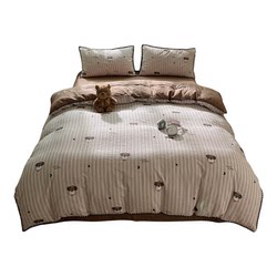 ins Bed Double-Layer Gauze Four-Piece Set 2026 New Style Quilt Cover, Fitted Sheet, Bed Sheet, Duvet Cover, Student Dormitory Three-Piece Set 4
