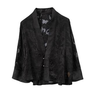 Silk simple cut pattern solid color versatile elegant jacket