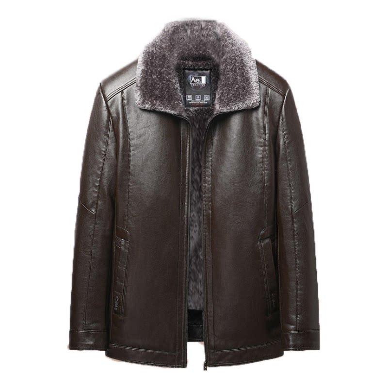 Woodpecker 2025 new style velvet leather jacket for middle-aged and elderly people