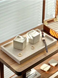 法式设计师款托盘大理石白洞石卫浴洗手台肥皂托首饰摆件盘侘寂风