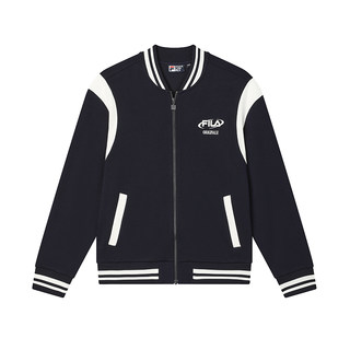 FILA 斐乐官方男士针织长袖外套2024冬季新款时尚休闲拼色棒球服