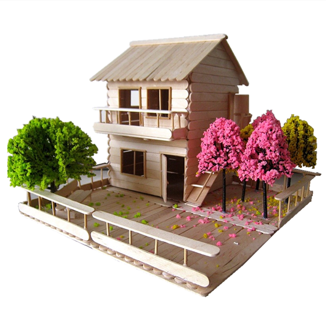 Ice cream stick small building handmade materials creativity