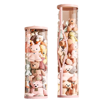 Upgraded zipper plush doll storage bucket doll storage basket doll childrens toy storage bucket artifact transparent